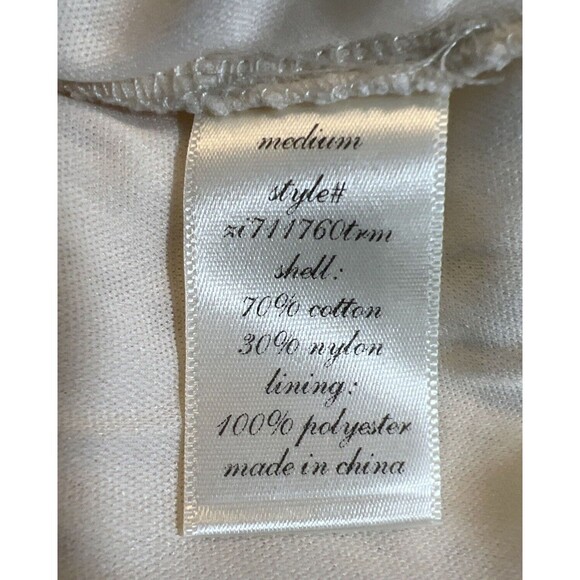 Miami by Francesca's Crochet Top Short Sleeve Shirt Cream Woven Lace Cotton M - Picture 5 of 11